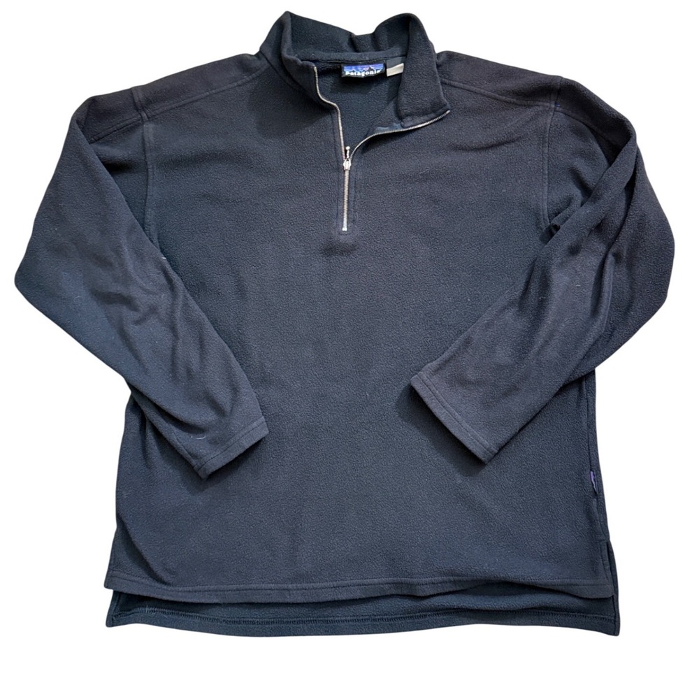 Patagonia Vintage Womens S Black Fleece Quarter Zip Pullover  Made in USA BB28